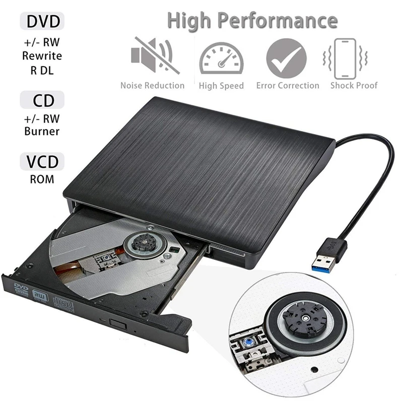 Внешний DVD диск Тонкий твердый пластиковый USB 3 0 Корпус для повторного писателя