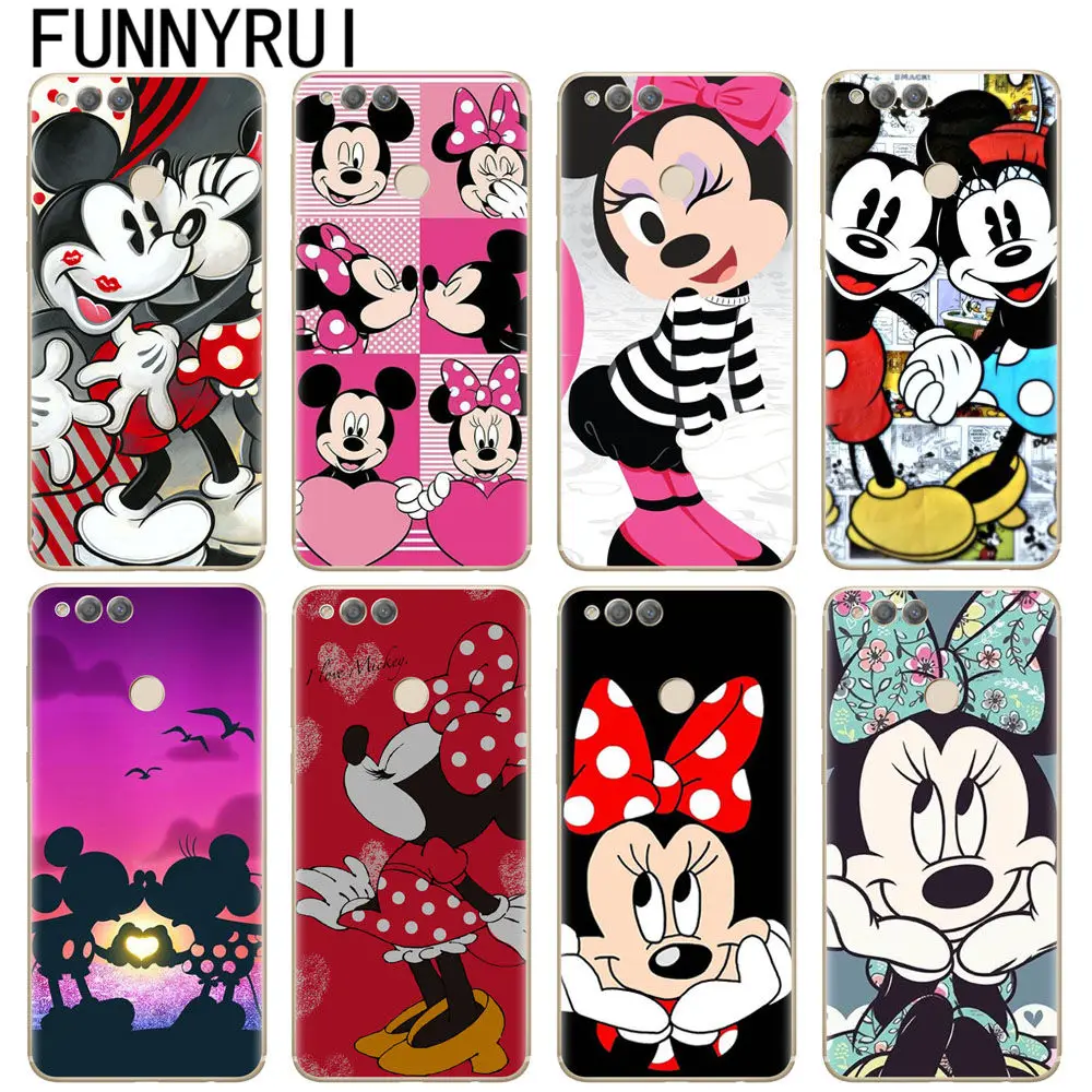 Mickey Minnie Phone Case For Huawei Honor 7x Silicone Transparent Cover 7 x 5.93 inch Fundas |