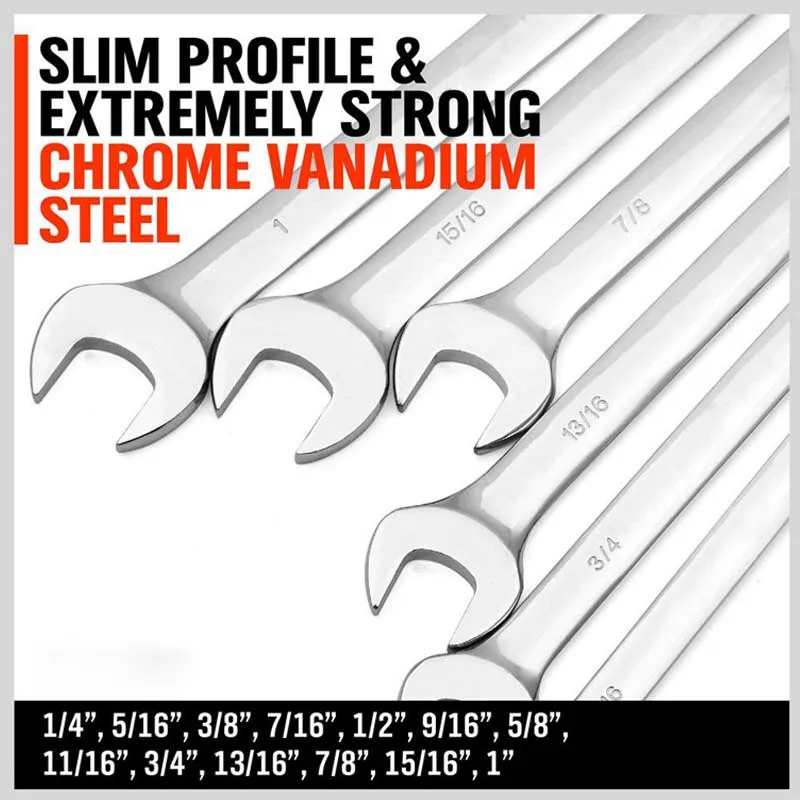 Набор гаечных ключей 5pce комплект с храповым механизмом большой размер кольцевым