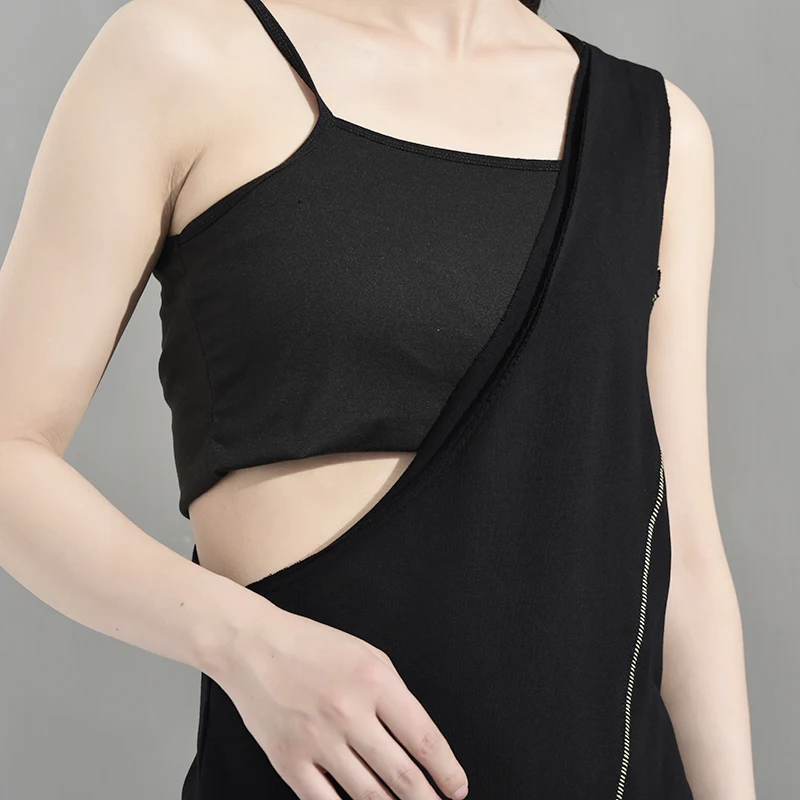 [EAM] New Autumn Winter High Waist Ling Split Joint One Shulder Loose Long Pants Women Jumpsuit Fashion Tide LA9150