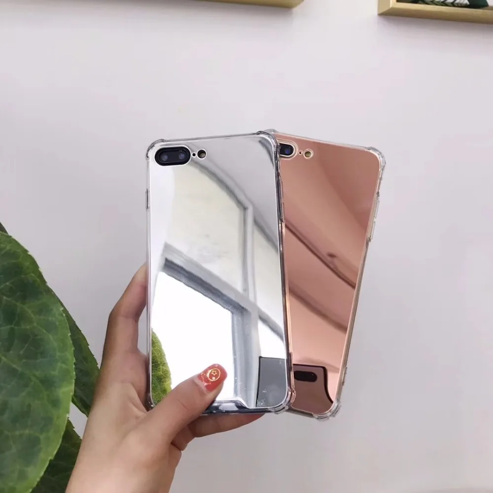 Kuutti Squishy Women Fashion Sliver Rose Gold Gray Mirror Makeup Acrylic Lightweight Phone Case for iPhone 6 6s 7 8 Plus X Cover |