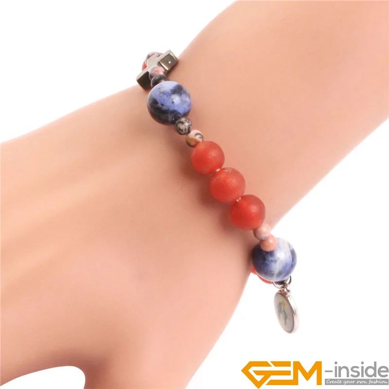 8 мм разные цвета каменные молитвенные бусины крест браслет мала англикан