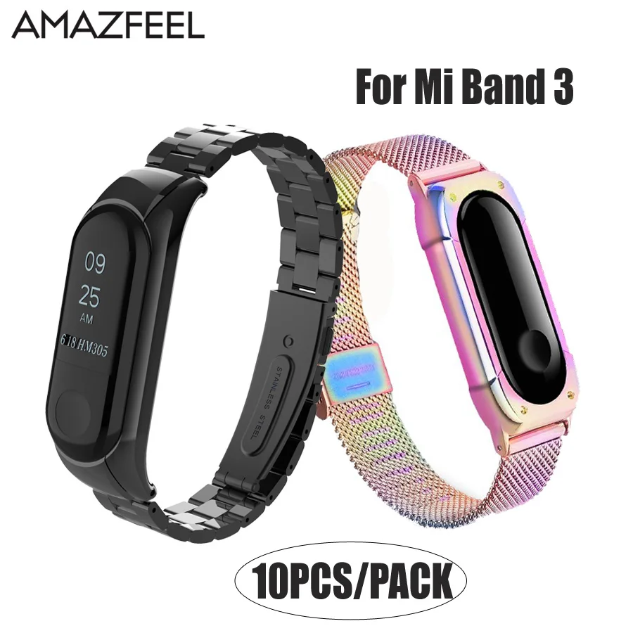 10 шт./упак. mi Band 3 ремешок браслет металлический Нержавеющая сталь для Xiaomi mi Band 3 ремешок mi band 3 ремни заменить аксессуары