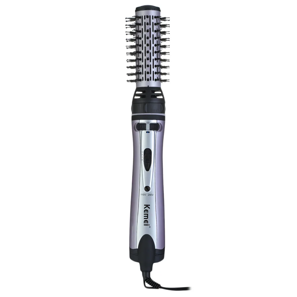 Kemei км-8020 щипцы для завивки волос 2 в 1 фен горячей кисти вращающихся бигуди Фен