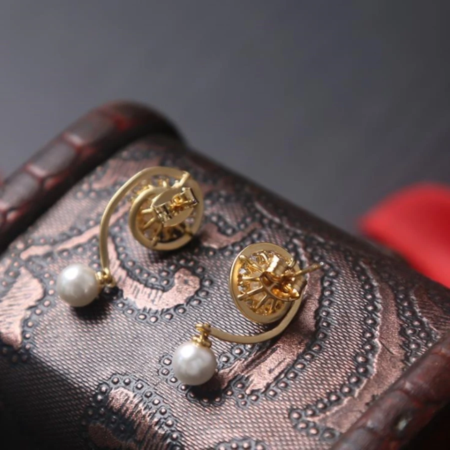 Новое поступление серьги из пресноводного жемчуга большой Цирконий Висячие капли 14 K позолоченные 925