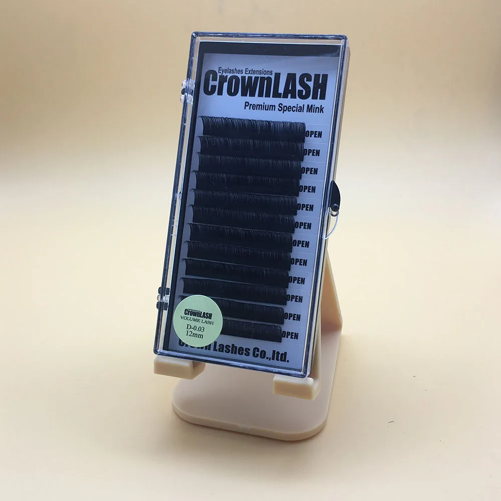 CrownLASH Black 0.03 Eyelash Extension B C D  8-15mm Single Size Tray Russian 9D Volume Lash Soft