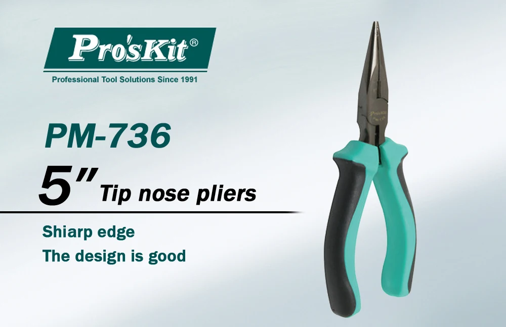 Pro'sKit PM-736 5-дюймовый мини игольчатые круглогубцы противоскользящая ручка с зубами кабельный резак для зачистки "сделай сам"