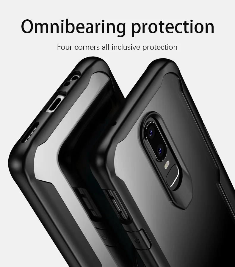 OnePlus 6T Case Cover Silicon Bumper + Plastic PC One Plus 6 A6000 Clear Shockproof Oneplus6T A6013 Protective Shield |