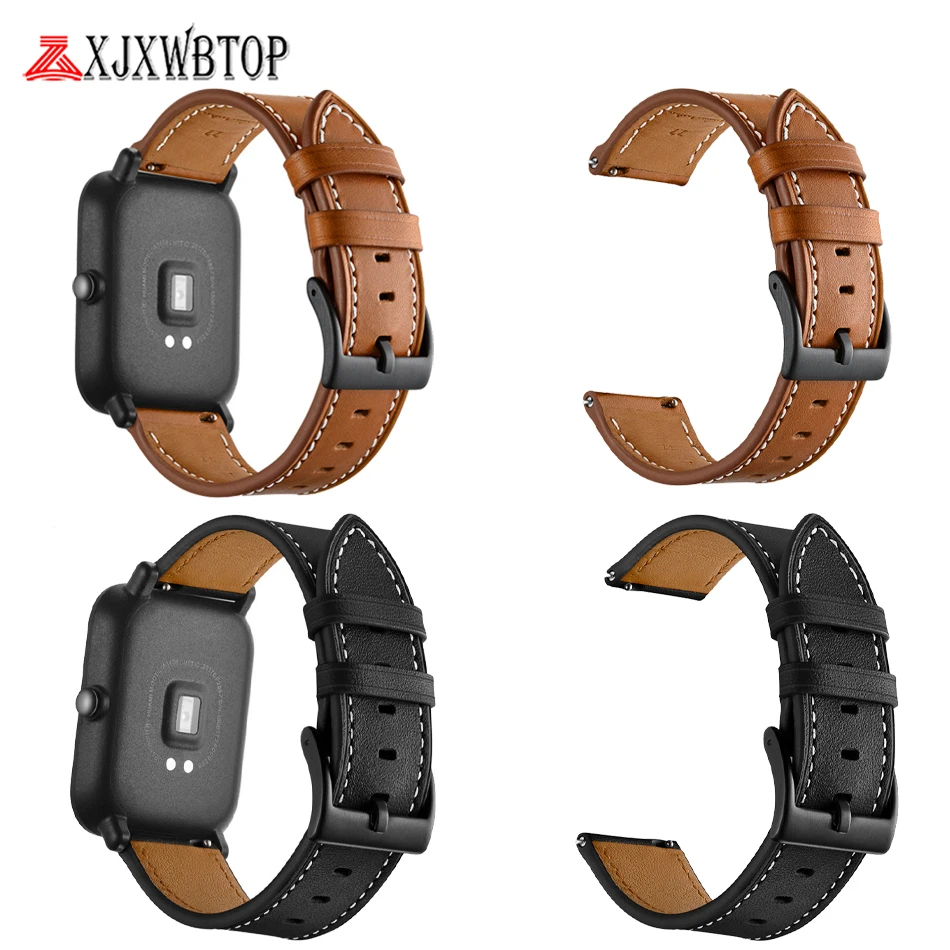 

Watchband Genuine Leather Wrist Strap Bracelet for Xiaomi Huami Amazfit Bip Youth Smart Watch 20mm Genuine Leather strap