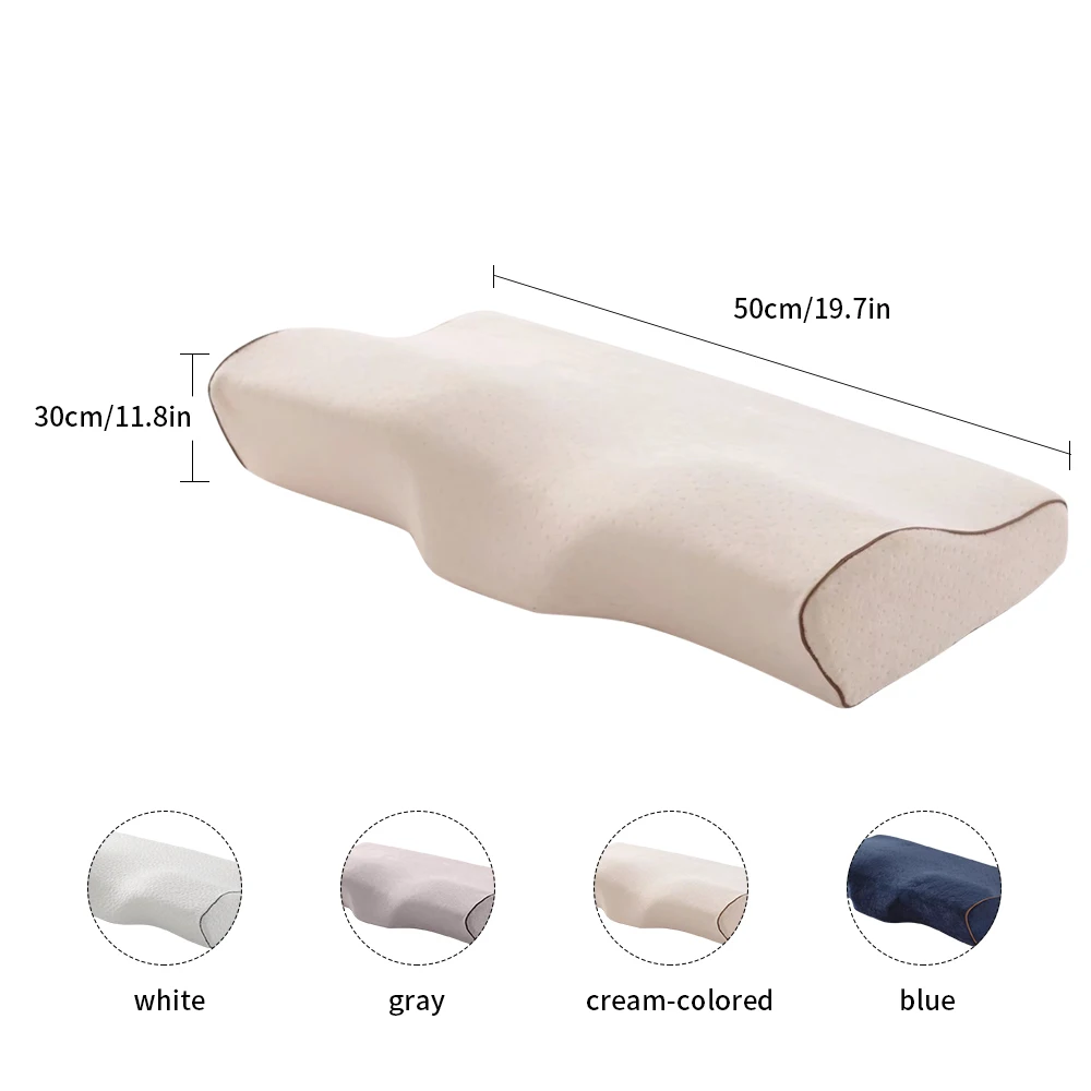 A2 Beige 50x30cm Постельные принадлежности из пены с эффектом памяти подушка в форме бабочки Расслабляющая защита шеи Ортопедическая медленный отскок шейки для ухода за здоровьем 50x30 см - Цвет: A2 Beige 50x30cm