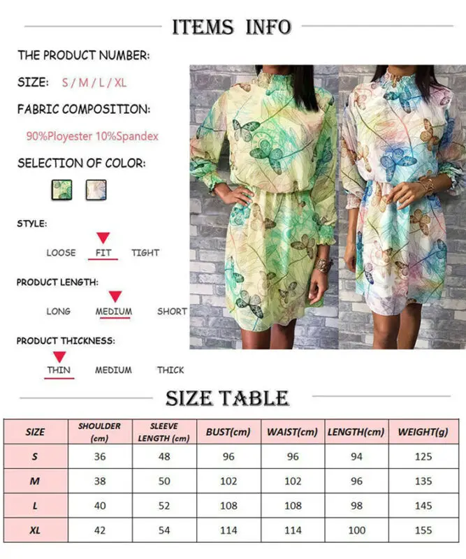 

Mini Dress Women Boho Long Sleeve Short Dress Summer Beach Evening Party Beach Sundress Hot