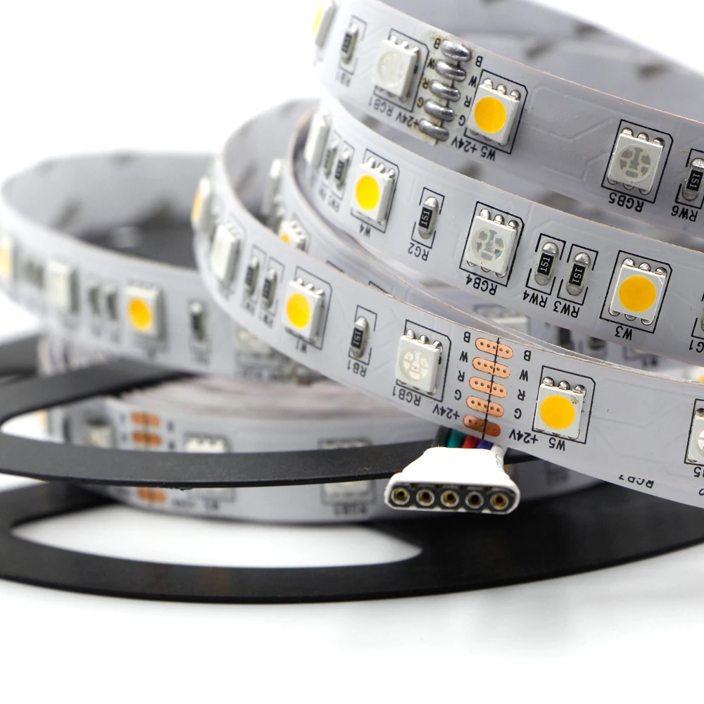 RGBW светодиодный светильник 5050 SMD 5 м 300 led водонепроницаемый DC 24 в 12 В 12 мм 10 мм Гибкая лента веревка полоса освещение rgbww RGB теплый белый