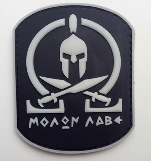 WHITE MOLON LABE Спартанские воины нашивка с надписью битва термопилай Спартан с мечами тактический боевой дух армии эмблема значок А - Цвет: WHITE