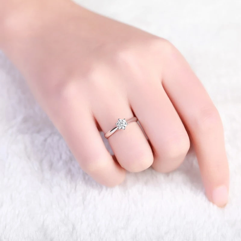 

ANI 18K Solid White Gold (AU750) Women Engagement Ring 0.3 CT Certified I/SI Solitaire Natural Diamond 6 Claws Classic Rings