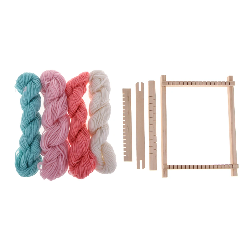 Деревянный традиционный ткацкий станок вязальные инструменты рама с 4 шерстяной