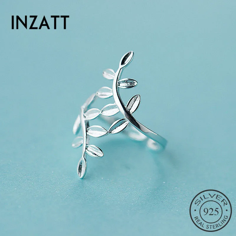 INZATT, Трендовое, 925 пробы, серебряное, минималистичное, с листьями, индивидуальное, регулируемое кольцо, хорошее ювелирное изделие для женщин, милые, вечерние, аксессуары