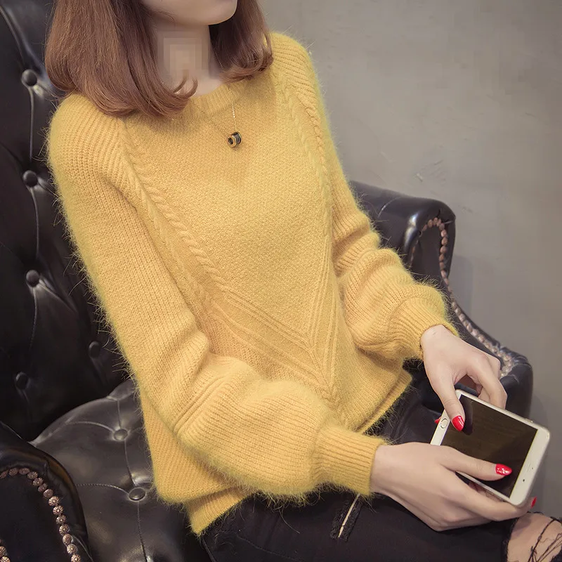 New relaxed autumn/winter 2018 women's sweater spring candy color thickened bottom 5102 | Женская одежда