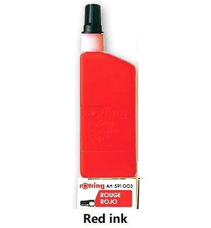 red ink ROtring изограф 0,1 мм-1,0 мм пористые ручки для рисования Ручка иглы крюк линия ручка 1 шт./лот - Цвет: red ink