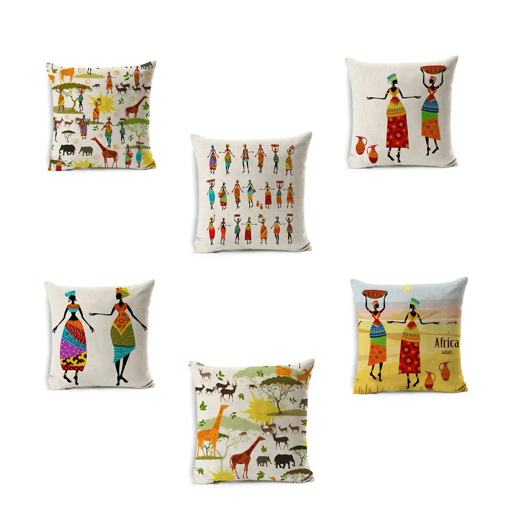 Happy Африканский Чехлы для подушек Африка диких животных Наволочка хлопок белье