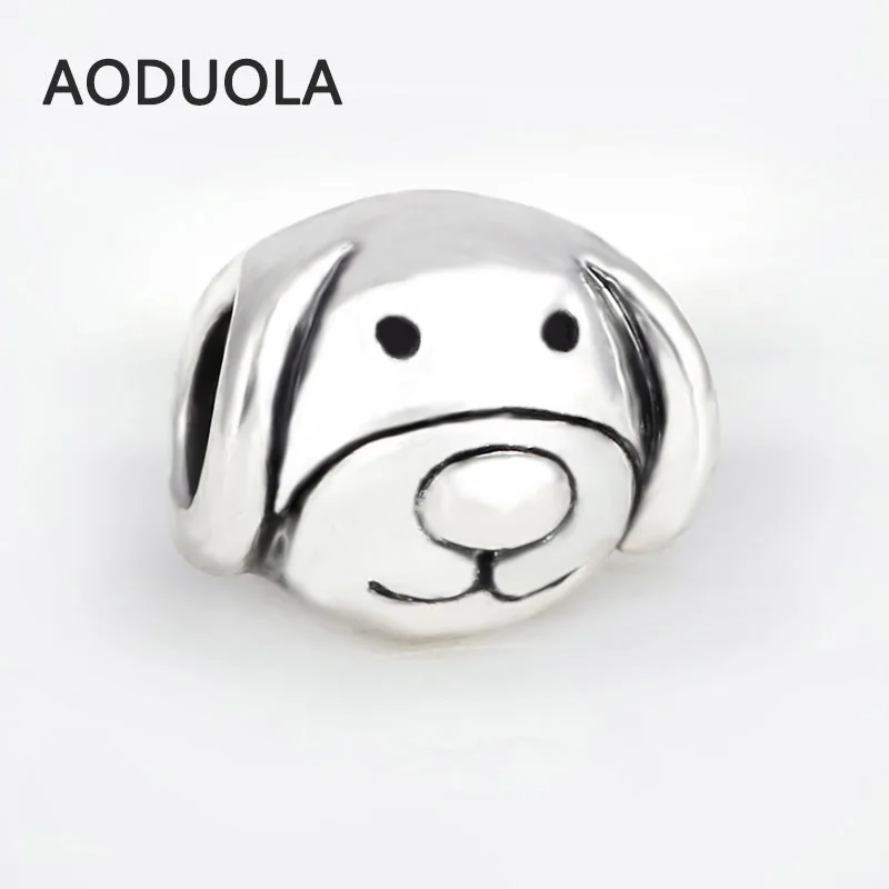 10 шт./партия серебристые бусины из сплава собака милая бусина рукоделие большое