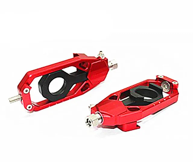 RED Мотоцикл цепи регулировки натяжители Алюминий пригодный для Aprilia RSV4 2009 2010 2011 2012 2013 красный черный серебристый - Цвет: RED