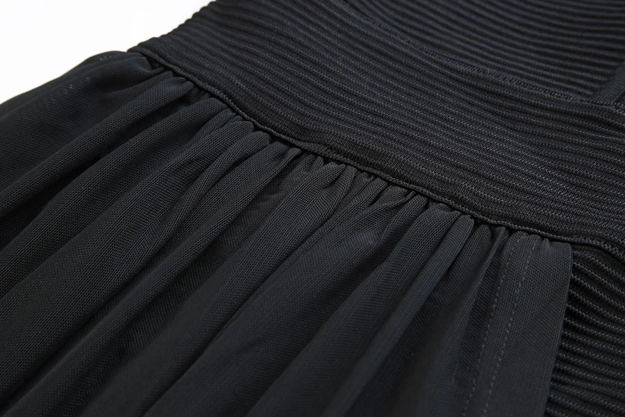 Асимметричный Платья для женщин Для женщин Весна Новое поступление Bodycon Вечерние платья черные Лоскутные сетки бинты сексуальное платье с длинным рукавом