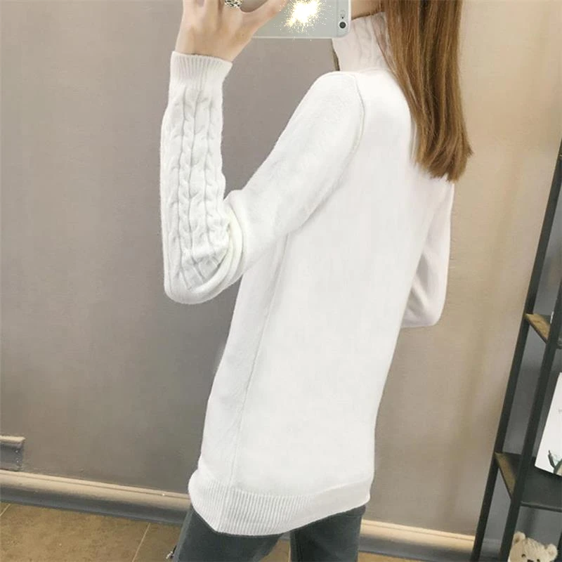 Women Turtleneck Knitted Sweater Pullover Autumn Korean Plus Size Pink Winter Tops Harajuku Loose Knitting Jumper Ladies | Женская