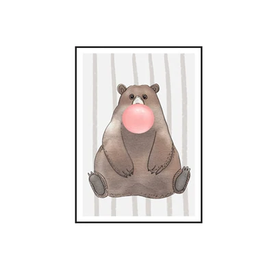 Bear Мультяшные лесные животные розовые воздушные шары принты для детской картины на холсте поп настенные художественные плакаты картины для детской комнаты украшения - Цвет: Bear