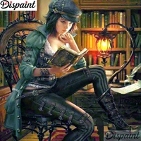 dispaint full squareround drill 5d diy diamond painting girl book embroidery cross stitch 3d home decor a12933