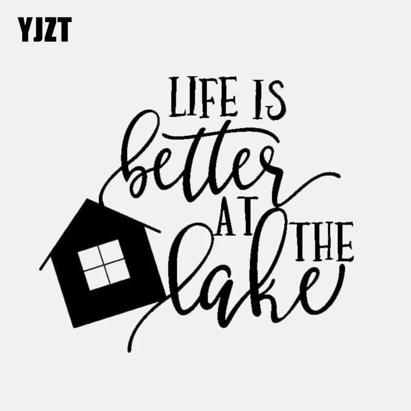 

YJZT 16CM*14CM Interesting Life Is Better At The Lake Vinyl Car Sticker Decal Black Silver Graphical C11-1607