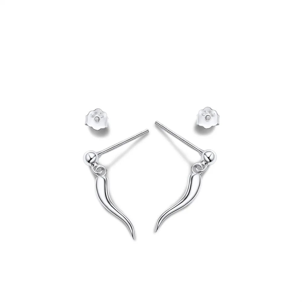 SILVERCUTE итальянский Рог серьги гвоздики для женщин 925 стерлингового серебра