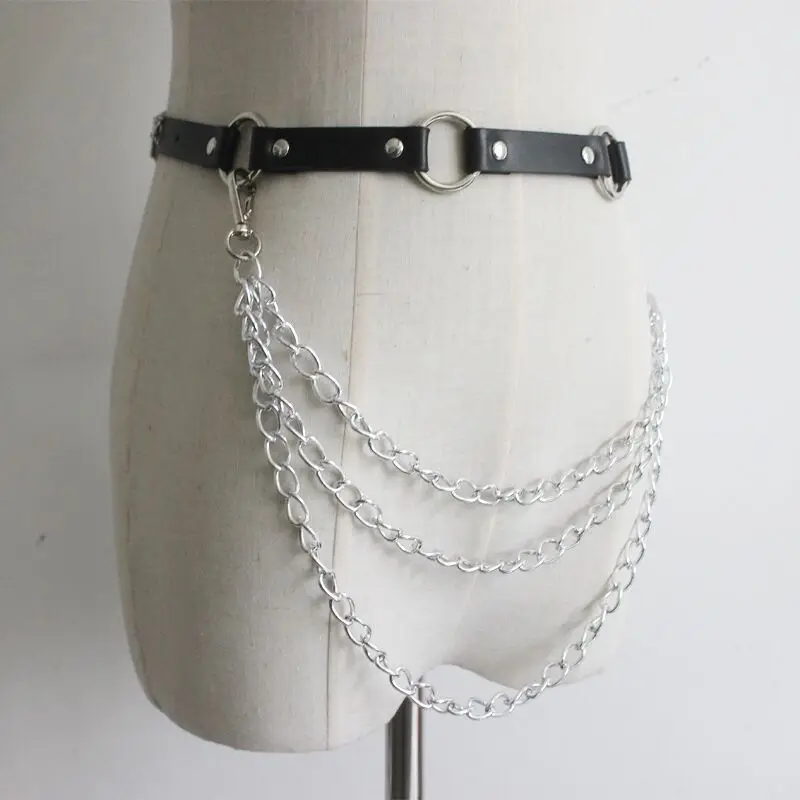 Faux Leather Waist Belt Gothic Link Chains Harness Corset Women Buckle Sculpting Strap 2019 Fashion Wasitband | Аксессуары для