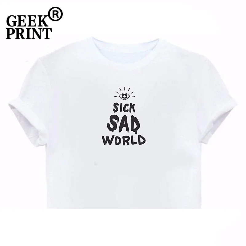 Женская футболка с буквенным принтом Sick Sad World забавные женские футболки для
