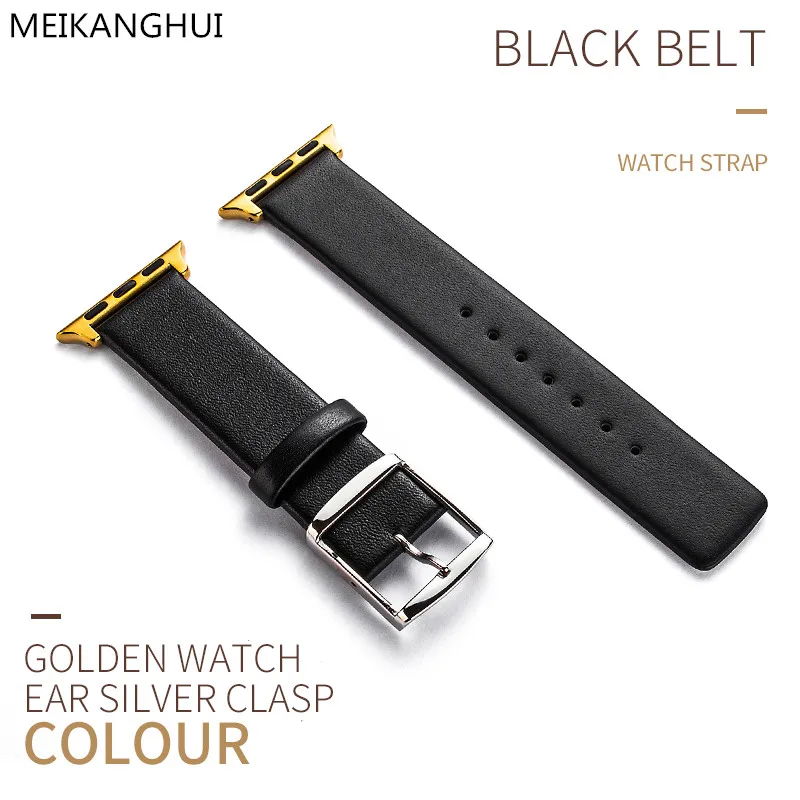 MEIKANGHUI New Arrival Genuine Leather Watch Band For Apple Watch Strap 42mm 38mm Series 3/2/1 Black iWatch Bracelet Watchband