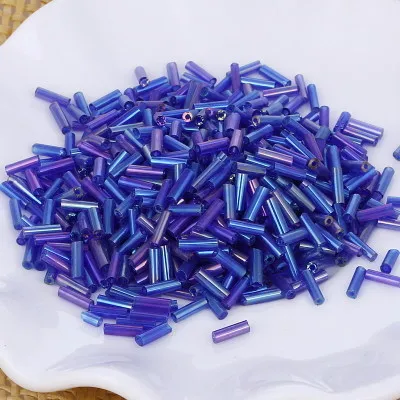 AB Dark Blue 400 шт прозрачные Стекло трубки Бусины 2*6 мм Серебряное ядро Чешский Стекло бусины Стеклярус вышивка ювелирных изделий DIY аксессуары для одежды - Цвет: AB Dark Blue