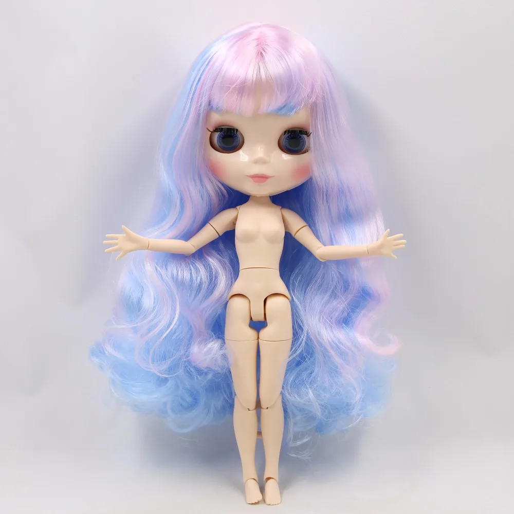 

ICY DBS Blyth doll 1/6 bjd Pink mix Blue hair white skin Joint body shiny face 30cm