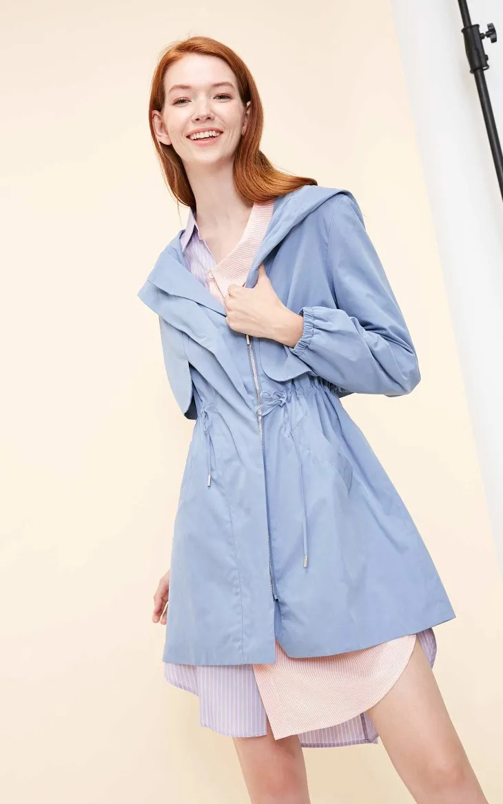 Vero Moda куртка женская Повседневный с капюшоном сплошной цвет молнии Тренч | 318417501