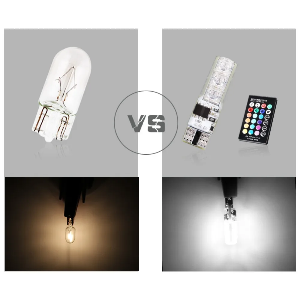 Светодиодные лампы T10 RGB W5W 194 168 с дистанционным управлением светодиодные чипами