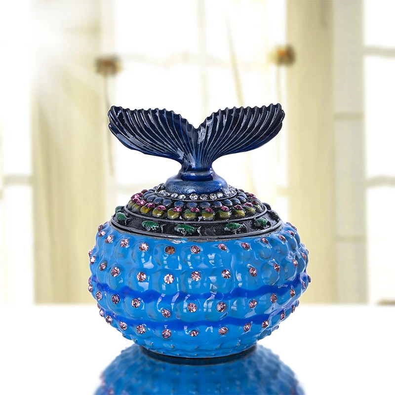 H& D ручная роспись Краб Bejeweled безделушка коробка навесной животное декоративный держатель кольца(коробочка) статуэтка в коробке для хранения ювелирных изделий домашний Свадебный декор