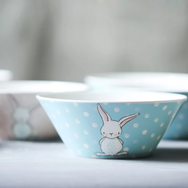 6 дюймовая миска для супа китайская посуда из костяного фарфора в синюю точку