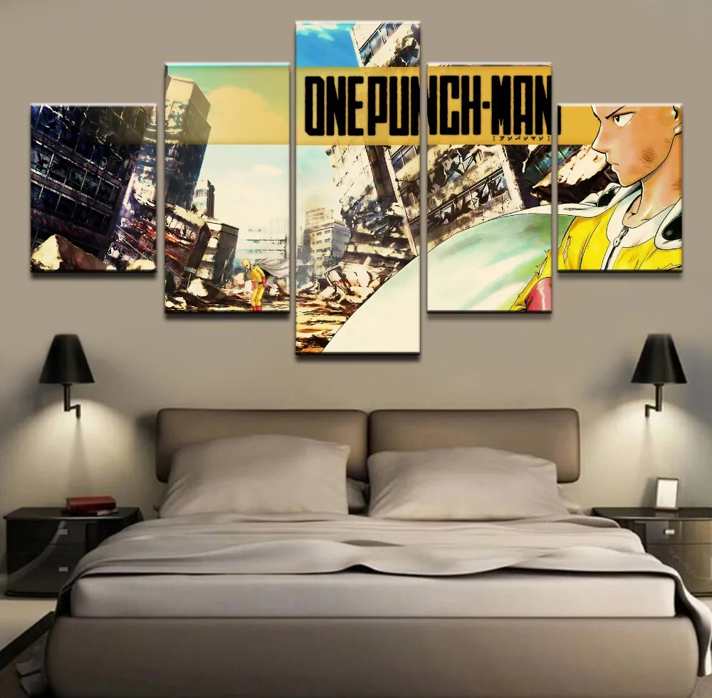 Модульный плакат на стену декоративная рамка для комнаты 5 шт. Аниме One Punch Man