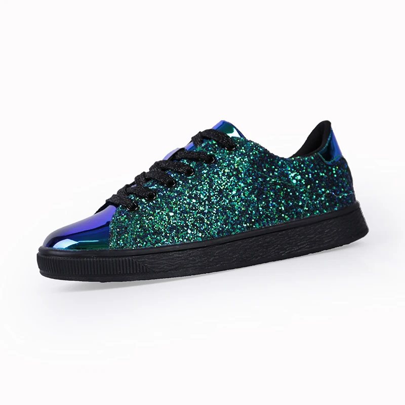 Casual Womens Sneakers 2019 Brand Luxury Glitter Shinny Bling Women Flats Shoes fashion lady Ballet Glossy | Обувь