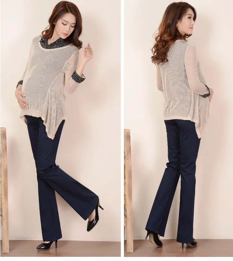 

2018 Cotton Pregnant Pants Maternity Pants Work Office Career High Waist Over Belly Slim Fit Elastic Waist Trousers for Women