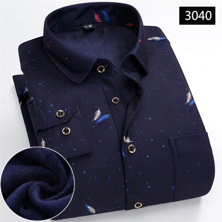 3040 FillenGudd Новое поступление размера плюс 8XL осенние мужские клетчатые зимние рубашки с длинным рукавом Теплые Красные и черные мужские бархатные рубашки с принтом - Цвет: 3040