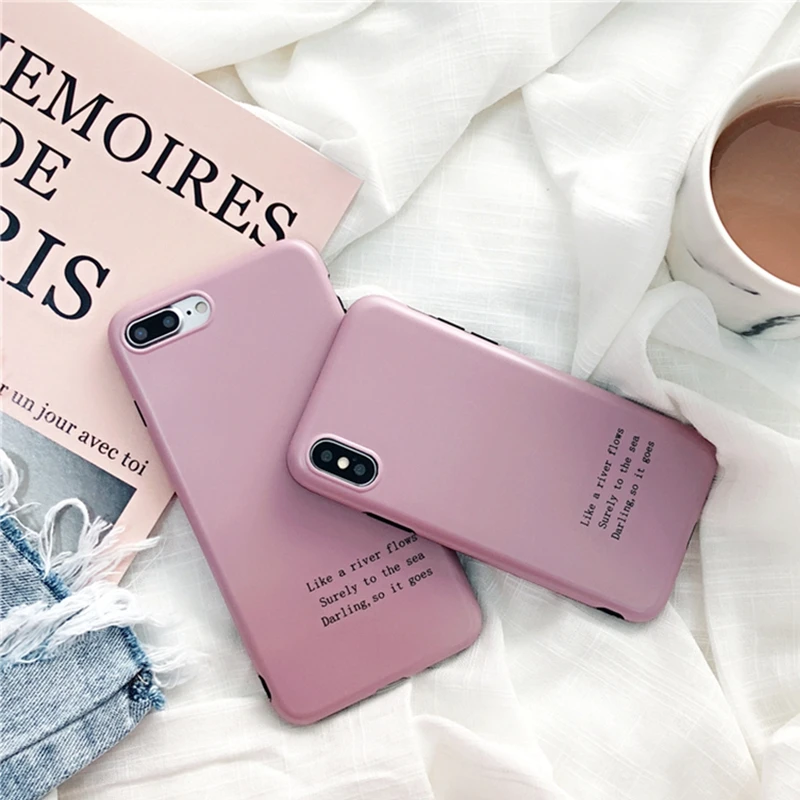 WMZSUCC Wholesale Matte Pink English Soft Phone Fitted Case Back Cover for iPhone X 8 8Plus 7 6 6s Plus |