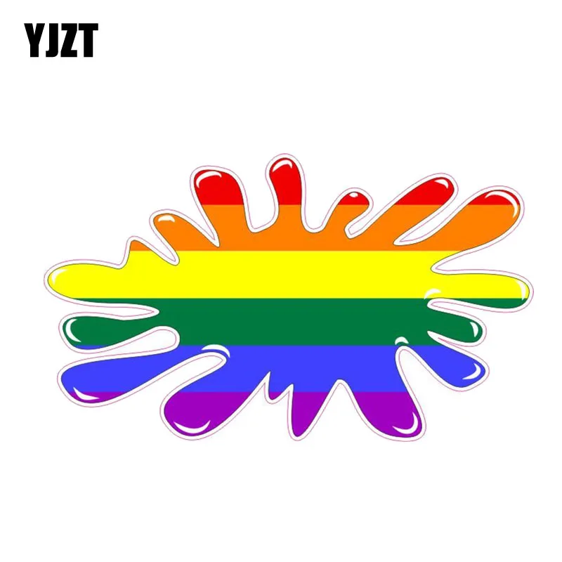 

YJZT 12CM*7CM Funny Splats Car Sticker Gay Rainbow Decal Decorate PVC 12-0979
