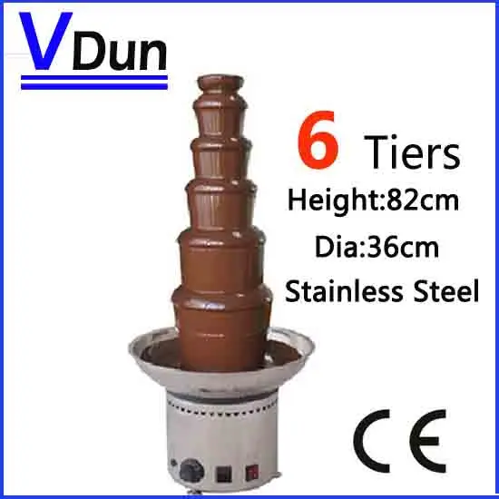 6 уровня 82 см полный нержавеющей стали коммерческий шоколадный фонтан фондю CF601