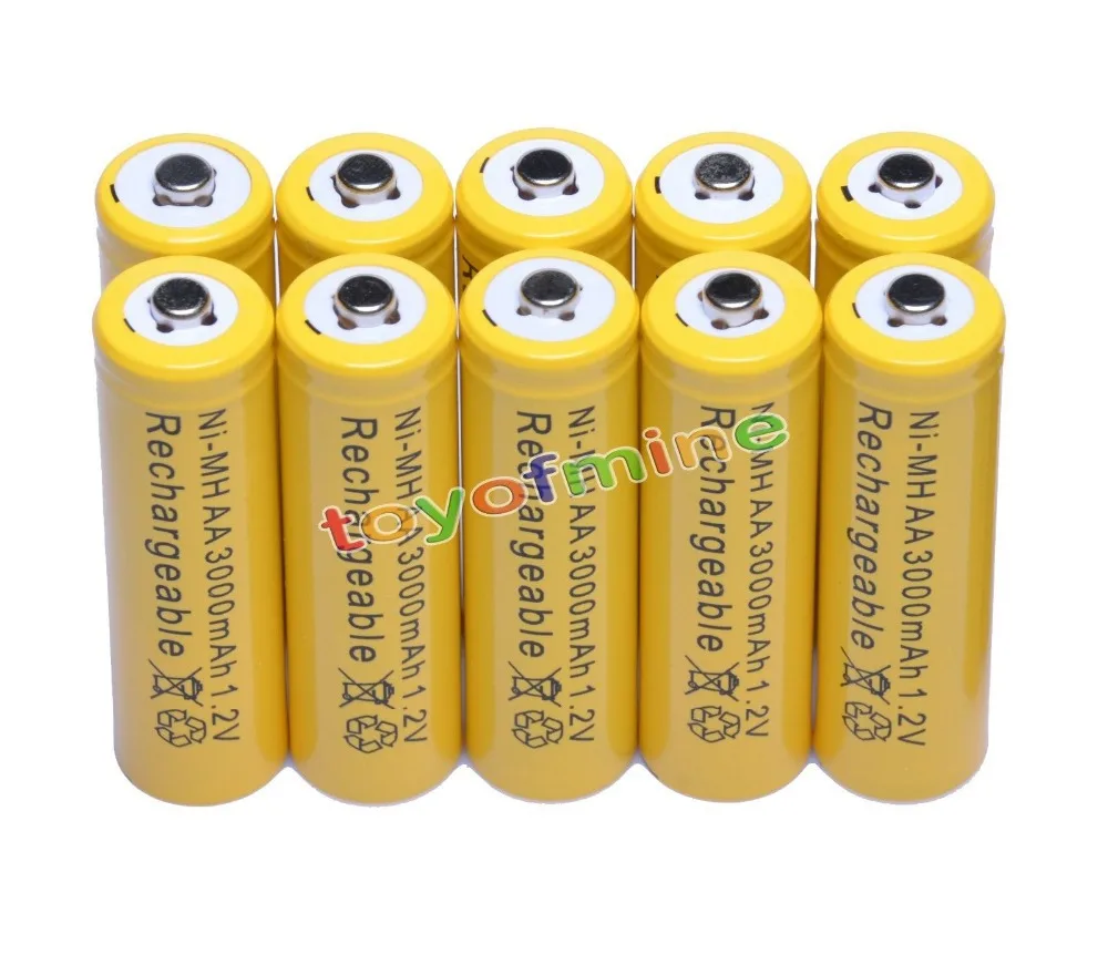 10x AA 3000mAh 2A 1 2 V Ni-MH желтая аккумуляторная батарея для MP3 RC игрушки | Электроника