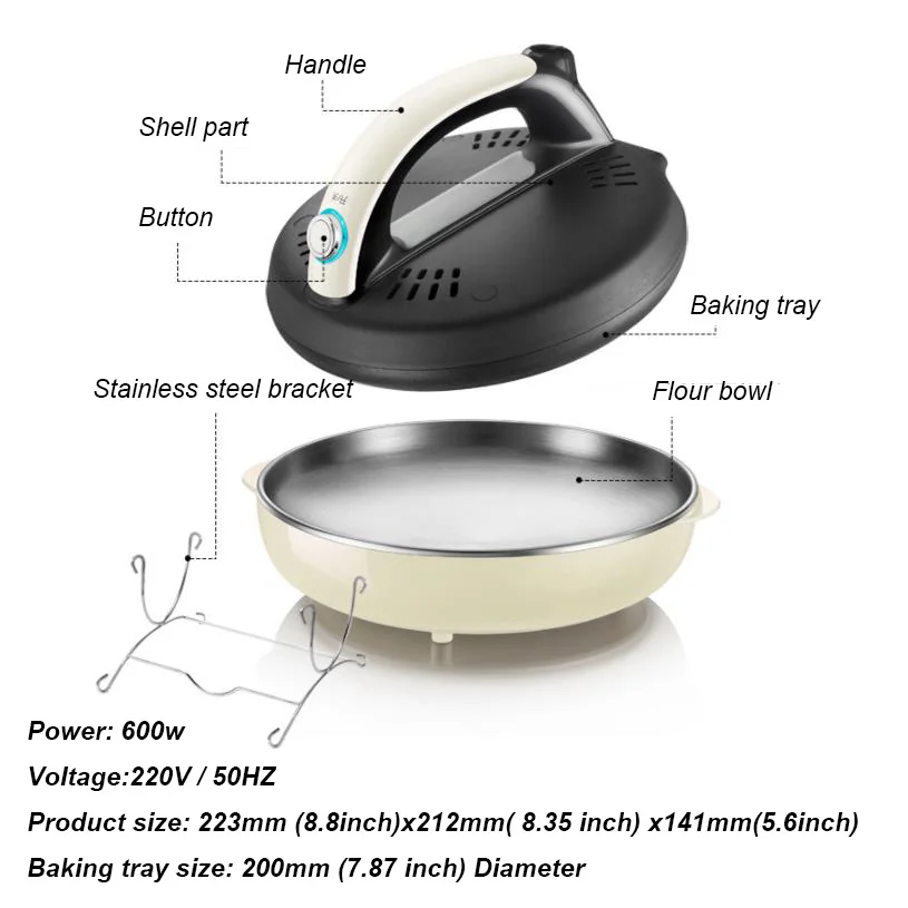 220V Electric Crepe Maker Pizza spring roll Machine Pancake baking pan Cake maker Nonstick Griddle kitchen cooking tools | Бытовая
