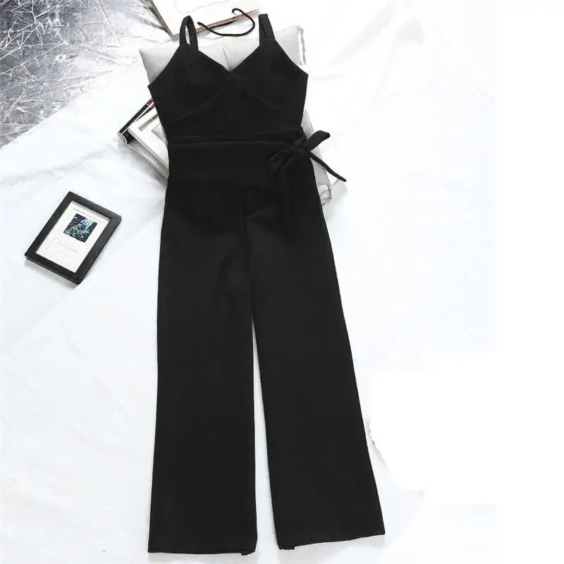 women Winter Hiver High Waist Suspenders Striped Korean Strapless Woolen Uzun Pants Trousers | Женская одежда
